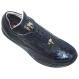 Mauri 8900 Navy Genuine Alligator And Mauri Embossed Nappa Leather Sneakers With Silver Mauri Alligator Head